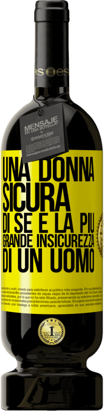 49,95 € Spedizione Gratuita | Vino rosso Edizione Premium MBS® Riserva Una donna sicura di sé è la più grande insicurezza di un uomo Etichetta Gialla. Etichetta personalizzabile Riserva 12 Mesi Raccogliere 2016 Tempranillo