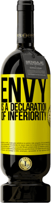 49,95 € 免费送货 | 红酒 高级版 MBS® 预订 嫉妒是自卑的宣言 黄色标签. 可自定义的标签 预订 12 个月 收成 2016 Tempranillo
