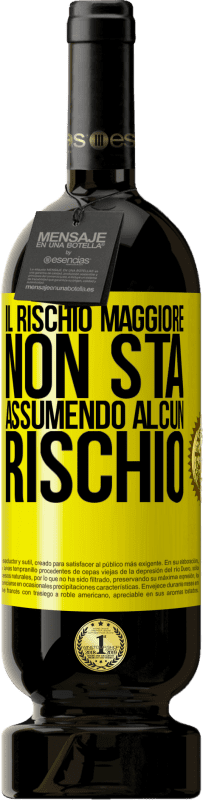 49,95 € Spedizione Gratuita | Vino rosso Edizione Premium MBS® Riserva Il rischio maggiore non sta assumendo alcun rischio Etichetta Gialla. Etichetta personalizzabile Riserva 12 Mesi Raccogliere 2015 Tempranillo