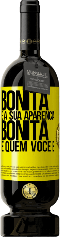 49,95 € Envio grátis | Vinho tinto Edição Premium MBS® Reserva Bonita é a sua aparência, bonita é quem você é Etiqueta Amarela. Etiqueta personalizável Reserva 12 Meses Colheita 2015 Tempranillo