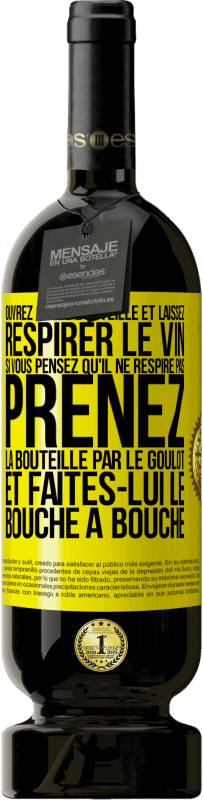 49,95 € Envoi gratuit | Vin rouge Édition Premium MBS® Réserve Ouvrez cette bouteille et laissez respirer le vin. Si vous pensez qu'il ne respire pas prenez la bouteille par le goulot et fait Étiquette Jaune. Étiquette personnalisable Réserve 12 Mois Récolte 2015 Tempranillo