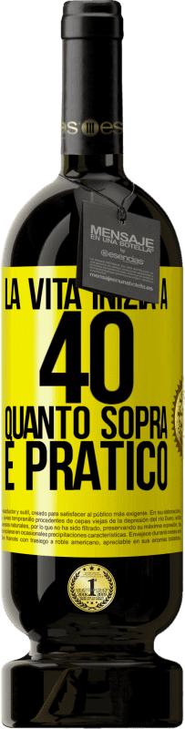 49,95 € Spedizione Gratuita | Vino rosso Edizione Premium MBS® Riserva La vita inizia a 40 anni. Quanto sopra è pratico Etichetta Gialla. Etichetta personalizzabile Riserva 12 Mesi Raccogliere 2016 Tempranillo