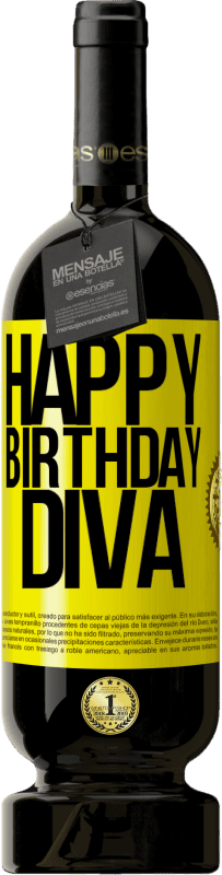 49,95 € Free Shipping | Red Wine Premium Edition MBS® Reserve Happy birthday Diva Yellow Label. Customizable label Reserve 12 Months Harvest 2014 Tempranillo