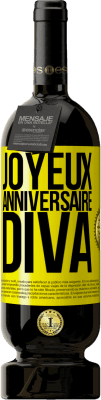 49,95 € Envoi gratuit | Vin rouge Édition Premium MBS® Réserve Joyeux anniversaire, Diva Étiquette Jaune. Étiquette personnalisable Réserve 12 Mois Récolte 2016 Tempranillo