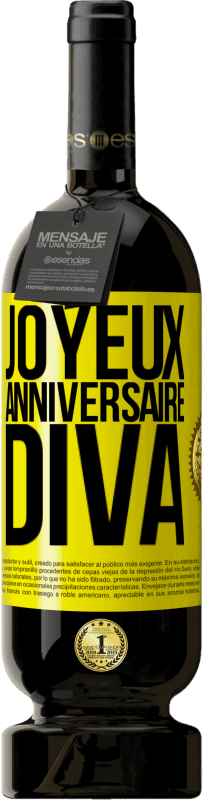 49,95 € Envoi gratuit | Vin rouge Édition Premium MBS® Réserve Joyeux anniversaire, Diva Étiquette Jaune. Étiquette personnalisable Réserve 12 Mois Récolte 2015 Tempranillo