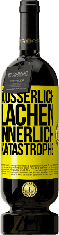 49,95 € Kostenloser Versand | Rotwein Premium Ausgabe MBS® Reserve Äußerlich Lachen, innerlich Katastrophe Gelbes Etikett. Anpassbares Etikett Reserve 12 Monate Ernte 2014 Tempranillo