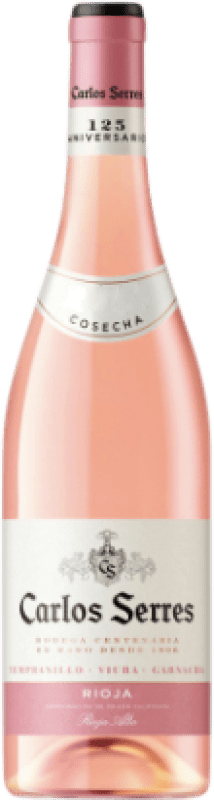 7,95 € Envio grátis | Vinho Rosé Carlos Serres D.O.Ca. Rioja La Rioja Espanha Tempranillo, Garnacha — Grenache, Viura 75 cl