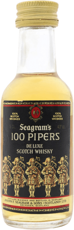 8,95 € Envío gratis | Whisky Blended Seagram's 100 Pipers Estados Unidos Botellín Miniatura 5 cl