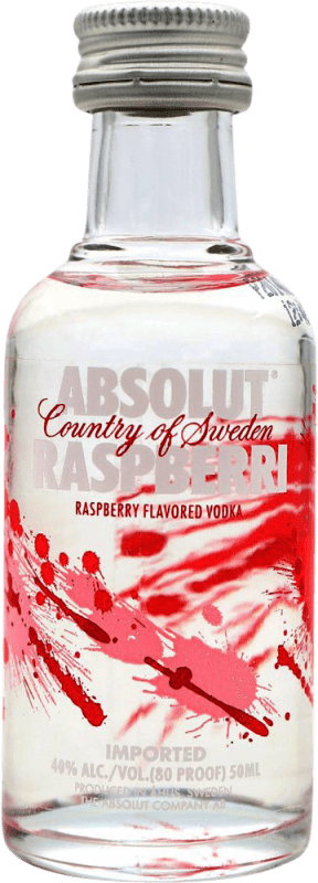 6,95 € Spedizione Gratuita | Vodka Absolut Svezia Bottiglietta Mignon 5 cl Raspberry — Lampone