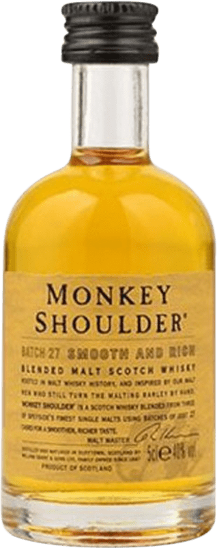 4,95 € Envío gratis | Whisky Blended Grant & Sons Monkey Shoulder Escocia Reino Unido Botellín Miniatura 5 cl