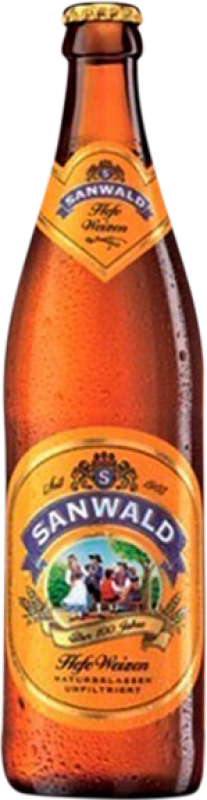 1,95 € Envío gratis | Cerveza Dinkelacker-Schwaben Sanwald Hefe Stuttgart Alemania Botella Medium 50 cl Weizenkorn — Trigo