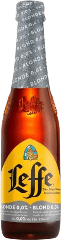 2,95 € Envío gratis | Cerveza Leffe Blonde — Rubia Valonia Bélgica Botellín Tercio 33 cl 0.0 Cero Cero Sin Alcohol