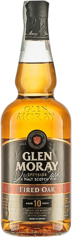 36,95 € Envio grátis | Whisky Single Malt Glen Moray Fired Double Cask — Dupla Barrica, Oak Cask — Barrica de Carvalho Escócia Reino Unido 10 Anos 70 cl