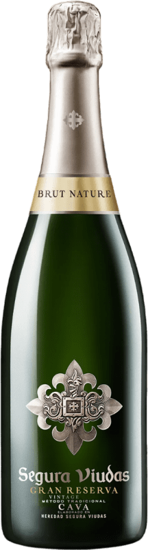 10,95 € 送料無料 | 白のスパークリングワイン Segura Viudas Brut Nature — ブリュット・ナチュール Vintage, Premium — プレミアム グラン・レセルバ D.O. Cava スペイン 75 cl