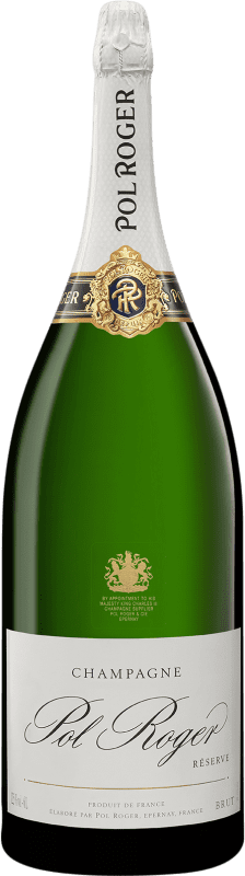 718,95 € Бесплатная доставка | Белое игристое вино Pol Roger Brut — брют Резерва A.O.C. Champagne шампанское Франция Pinot Noir — Пино Нуар, Chardonnay — Шардоне, Pinot Meunier — Пино Менье Бутылка Империал Мафусаил 6 L