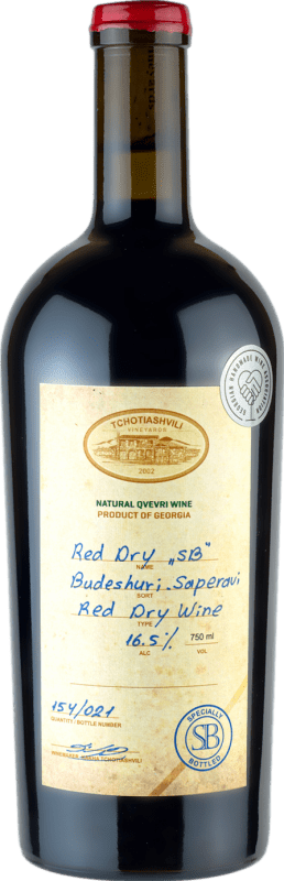 46,95 € 免费送货 | 红葡萄酒 Tchotiashvili Budeshuri I.G. Kakheti 卡赫季州 格鲁吉亚 Saperavi — 萨佩拉维 Organic — 有机 75 cl