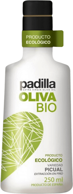 0,95 € Spedizione Gratuita | Scatola da 20 unità Olio d'Oliva Padilla EVO Extra Vergine Jaén Spagna Picual Eco — Biologico Bottiglietta 25 cl