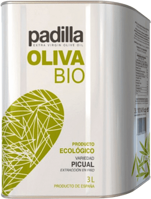62,95 € 免费送货 | 橄榄油 Padilla EVOO 特级初榨 Jaén 西班牙 Picual — 皮夸尔 Eco — 生态 有机 天然 特殊罐 3 L