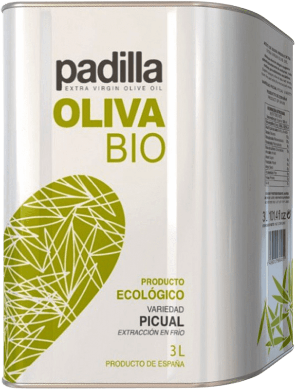 62,95 € Kostenloser Versand | Olivenöl Padilla E-NOL Extra Nativ Jaén Spanien Picual Eco — Biologisch Spezialdose 3 L
