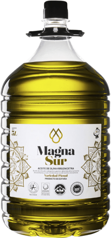 36,95 € Envío gratis | Aceite de Oliva Magnasur AOVE Virgen Extra D.O. Sierra Mágina Jaén España Picual Garrafa 5 L PET