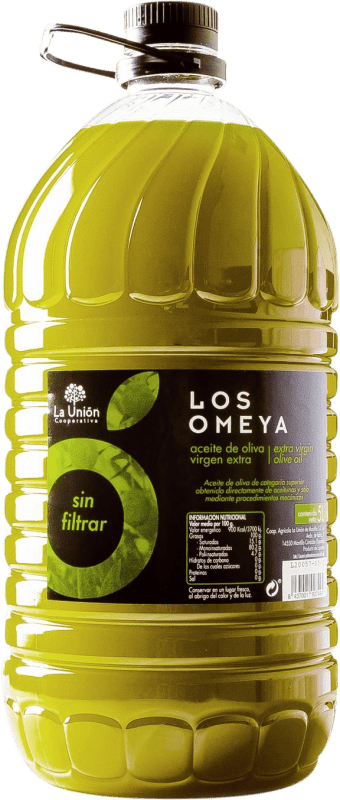 43,95 € Envío gratis | Aceite de Oliva La Unión Los Omeya Sin Filtrar, AOVE Virgen Extra Córdoba España Garrafa 5 L PET