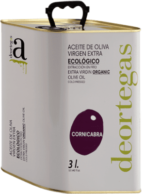 56,95 € 免费送货 | 橄榄油 Deortegas EVOO 特级初榨 穆尔西亚地区 西班牙 Cornicabra — 角牛角葡萄 Eco — 生态 有机 天然 特殊罐 3 L