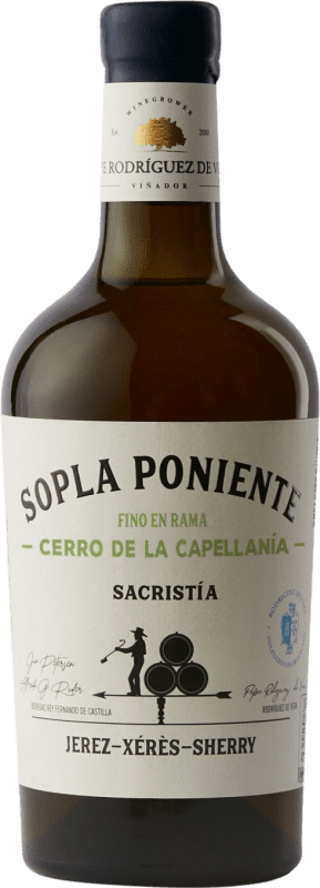 86,95 € Envio grátis | Vinho Generoso Fortificado Pepe Rodríguez de Vera Sopla Poniente Cerro de la Capellanía Fino D.O. Montilla-Moriles Andaluzia Espanha Pedro Ximénez 75 cl