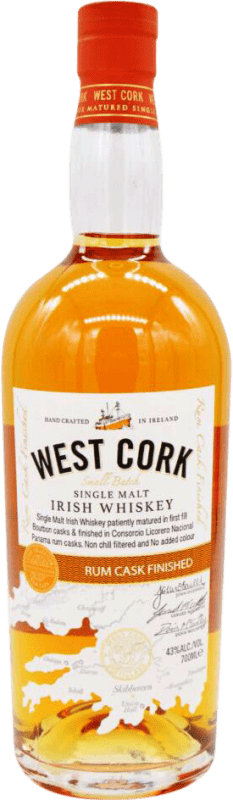 28,95 € 免费送货 | 单一麦芽威士忌 West Cork Rum Cask Finish — 橡木桶陈酿收尾 爱尔兰 70 cl