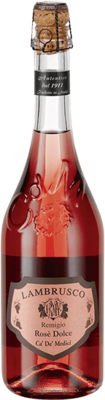 6,95 € 免费送货 | 玫瑰气泡酒 Ca' De' Medici Remigio Rosè Dolce 甜美 意大利 Lambrusco 瓶子 75 cl