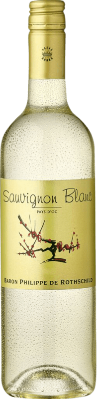 13,95 € Envio grátis | Vinho branco Philippe de Rothschild Les Cépages I.G.P. Vin de Pays d'Oc Bordeaux França Sauvignon Branca Garrafa 75 cl