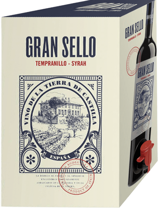 28,95 € 送料無料 | 赤ワイン Gran Sello Seco — 辛口 Barrel Aged — 樽熟成 I.G.P. Vino de la Tierra de Castilla カスティーリャ・ラ・マンチャ スペイン Tempranillo — テンプラニーリョ, Syrah — シラー バッグ・イン・ボックス 3 L