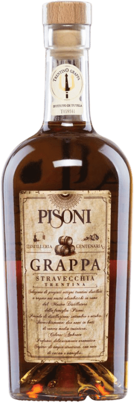 28,95 € Envio grátis | Aguardente Grappa Pisoni Trentina Stravecchia D.O.C. Trentino Trentino Itália Mascate, Teroldego, Marzemino, Chardonnay, Pinot Cinza Garrafa Medium 50 cl