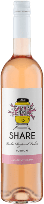 9,95 € Kostenloser Versand | Rosé-Wein Santos Lima Share Cascata Rosado Halbtrocken Halbsüß I.G. Vinho Regional de Lisboa Lisboa Portugal Touriga Nacional, Tinta Roriz, Castelão Flasche 75 cl