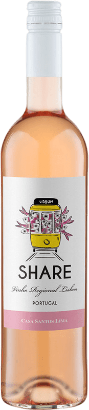 9,95 € Kostenloser Versand | Rosé-Wein Santos Lima Share Cascata Rosado Halbtrocken Halbsüß I.G. Vinho Regional de Lisboa Lisboa Portugal Touriga Nacional, Tinta Roriz, Castelão Flasche 75 cl