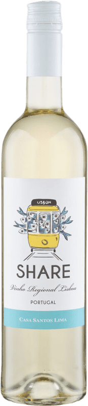 7,95 € 送料無料 | 白ワイン Santos Lima Share Blanco セミドライ セミスイート I.G. Vinho Regional de Lisboa Lisboa ポルトガル Arinto, Muscat, Fernăo Pires ボトル 75 cl