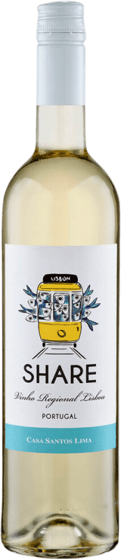 7,95 € Envío gratis | Vino blanco Santos Lima Share Blanco Semi-Seco Semi-Dulce I.G. Vinho Regional de Lisboa Lisboa Portugal Arinto, Moscatel, Fernăo Pires Botella 75 cl