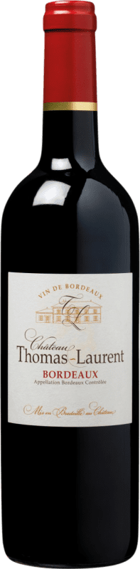 10,95 € 送料無料 | 赤ワイン Château Thomas-Laurent ドライ A.O.C. Bordeaux ボルドー フランス Merlot, Cabernet Sauvignon, Cabernet Franc ボトル 75 cl