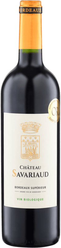 15,95 € Spedizione Gratuita | Vino rosso Châteaux de Bordeaux. Château Savariaud Secco A.O.C. Bordeaux bordò Francia Merlot, Cabernet Sauvignon, Cabernet Franc, Malbec Bottiglia 75 cl