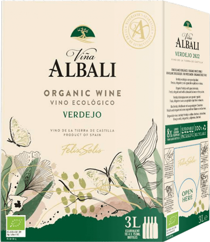16,95 € 送料無料 | 白ワイン Félix Solís Viña Albali Organic ドライ I.G.P. Vino de la Tierra de Castilla カスティーリャ・ラ・マンチャ スペイン Verdejo 有機 ボトル Jéroboam-ダブルマグナム 3 L