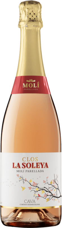 9,95 € Envío gratis | Espumoso blanco Molí Parellada Clos la Soleya Rosat Brut D.O. Cava España Trepat Botella 75 cl