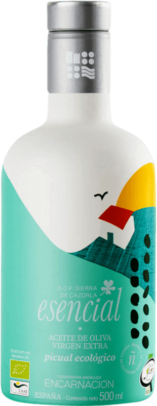 16,95 € 免费送货 | 橄榄油 Encarnación Esencial Cosecha Temprana — 早收, Verde — 绿色, EVOO 特级初榨 D.O. Sierra de Cazorla 安达卢西亚 西班牙 Picual — 皮夸尔 Eco — 生态 有机 天然 中瓶装 50 cl 玻璃