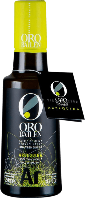 8,95 € Free Shipping | Olive Oil Oro Bailén EVOO Extra Virgin Andalusia Spain Arbequina Small Bottle 25 cl Glass