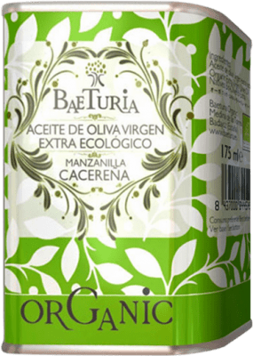 233,95 € Envío gratis | Caja de 36 unidades Aceite de Oliva Baeturia Organic Extremadura España Manzanilla Lata 18 cl