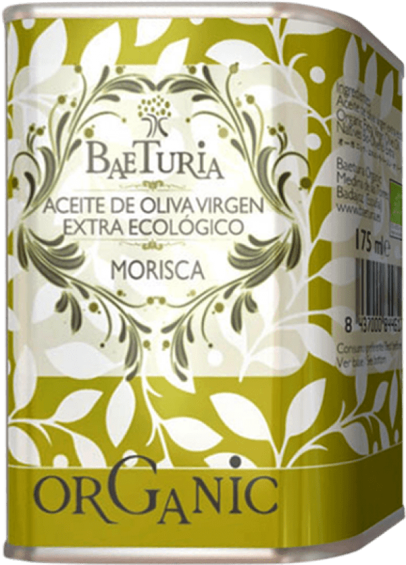 206,95 € Envío gratis | Caja de 36 unidades Aceite de Oliva Baeturia Organic AOVE Virgen Extra Extremadura España Morisca Lata 18 cl