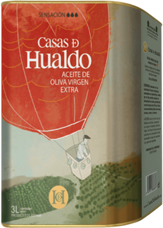 59,95 € Kostenloser Versand | Olivenöl Casas de Hualdo Sensación E-NOL Extra Nativ D.O. Montes de Toledo Kastilien-La Mancha Spanien Spezialdose 3 L