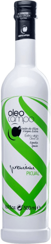 19,95 € Free Shipping | Olive Oil Oleocampo White Edition, Premium, EVOO Extra Virgin Andalusia Spain Picual Medium Bottle 50 cl Glass