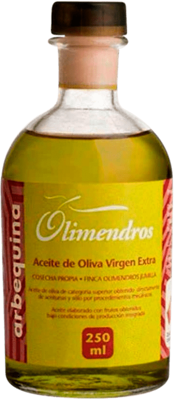 63,95 € Kostenloser Versand | 12 Einheiten Box Olivenöl Olimendros E-NOL Extra Nativ Region von Murcia Spanien Arbequina Kleine Flasche 25 cl Glas