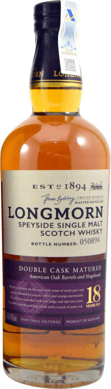 182,95 € 送料無料 | ウイスキーシングルモルト Longmorn Double Cask Matured イギリス 18 年 ボトル 70 cl