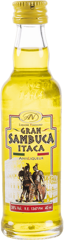1,95 € Free Shipping | Sambuca Antonio Nadal Ítaca Yellow Edition Spain Miniature Bottle 4 cl