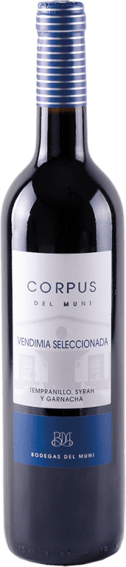 7,95 € Envío gratis | Vino tinto Muni Corpus Vendimia Seleccionada Tinto I.G.P. Vino de la Tierra de Castilla España Tempranillo, Syrah, Garnacha Tintorera Botella 75 cl